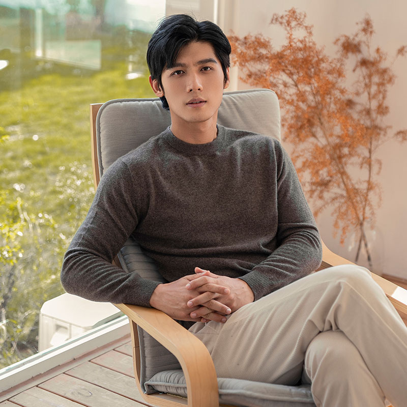 【100%羊绒】秋冬男士加厚圆领基础百搭休闲舒适保暖锁温针织羊绒衫