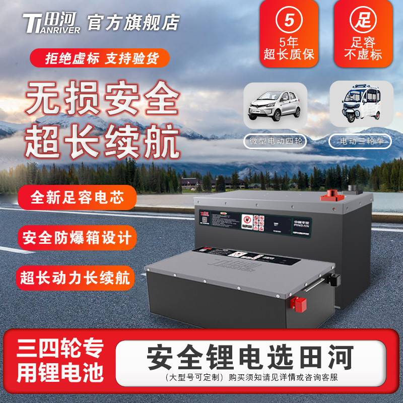 田河48v90大容量全新零循环电芯电动车锂电池适用于三四轮车