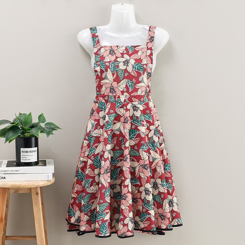 夏季薄款冰丝围裙厨房家用做饭防油透气时尚上班工作服不粘毛围腰