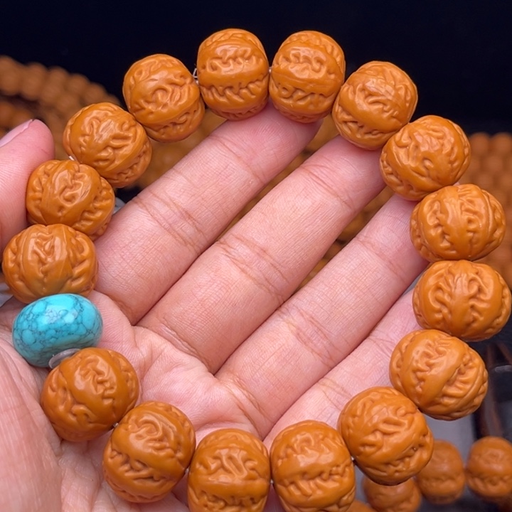 猴头核桃吊坠17麻花串绿