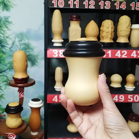 安***世范制葫芦墩黑檀木口盖黄杨木蒙心加砸底