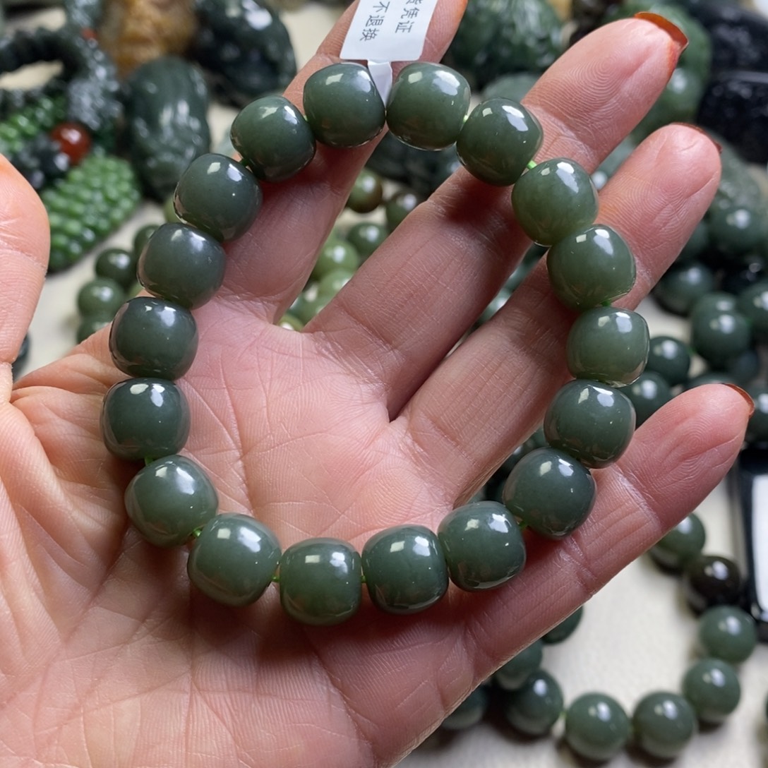 *****和田玉未镶嵌手链和田玉且末料卡12老型手串