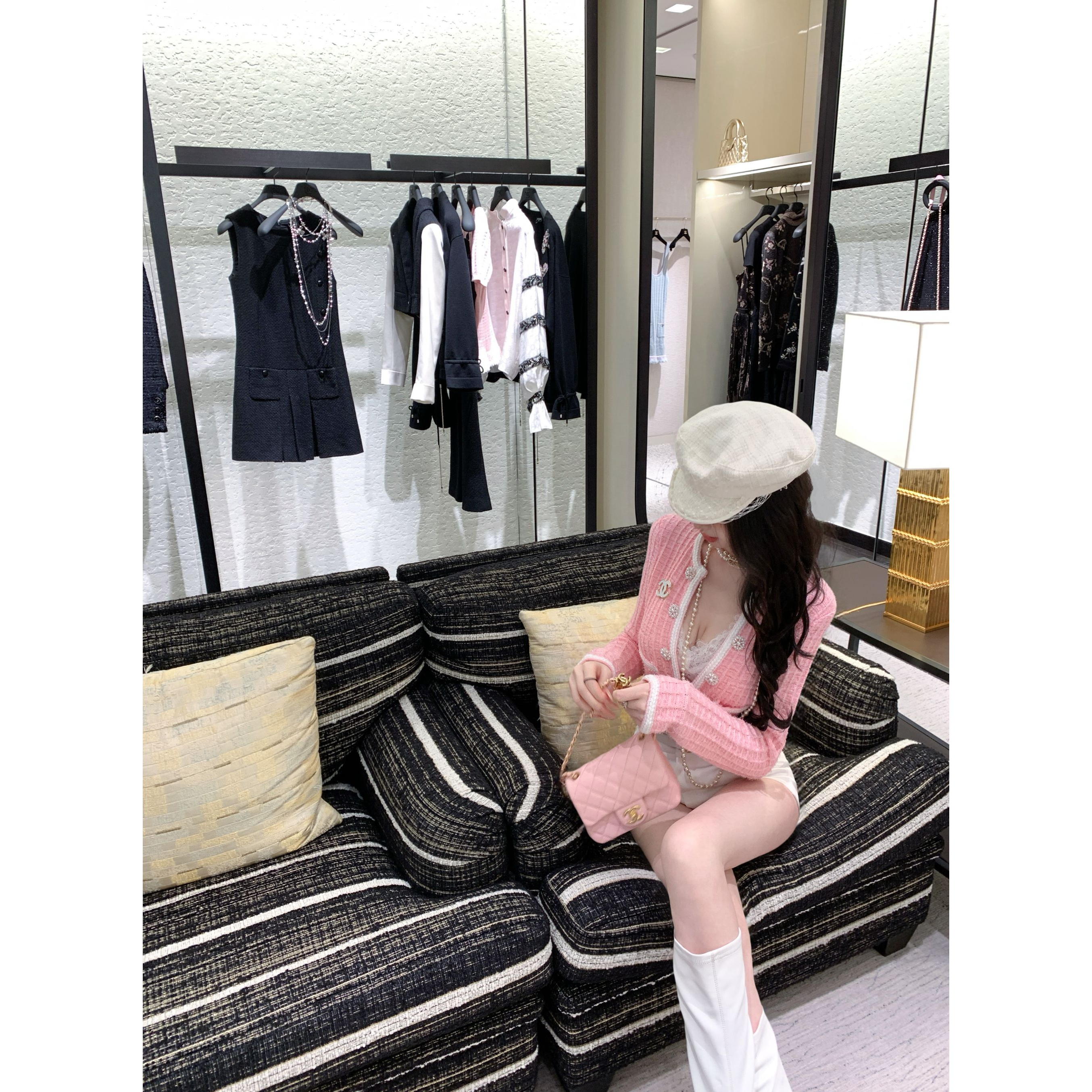 【雅乔定制】芭比香气 高级感气质粉色毛织小香短外套DYTH-25063889