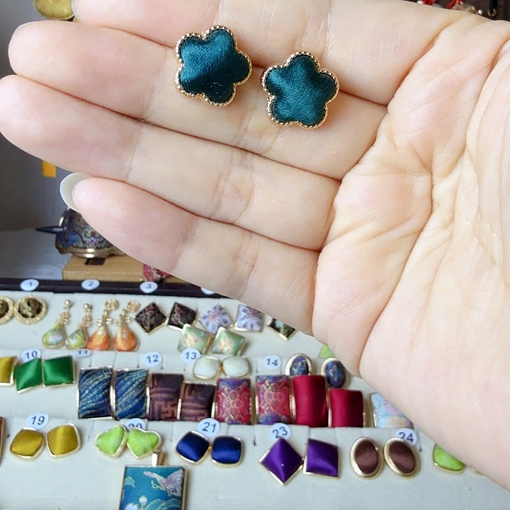 琉璃纯铜合金耳钉