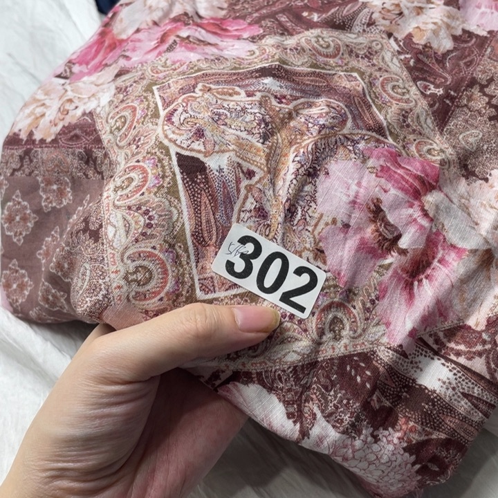 混纺棉302竹节麻印花2米