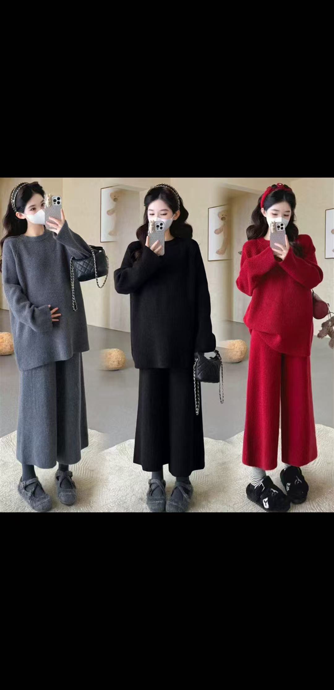 2025新款秋冬纸片人针织简约大气老钱风胖mm大码套装913