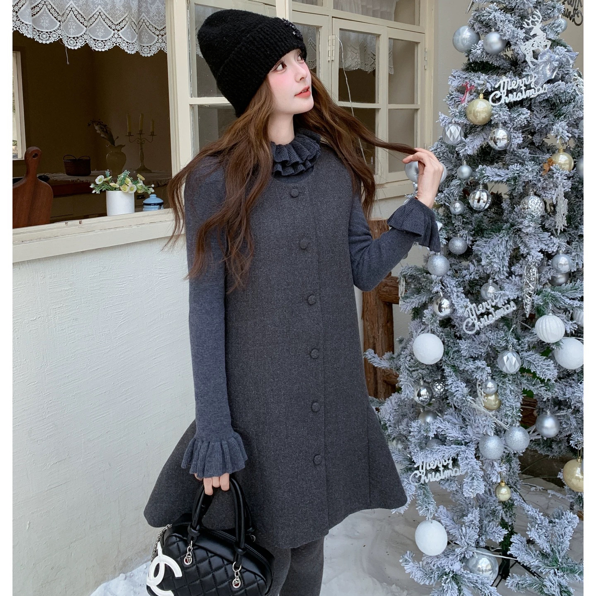 7291氛围感减龄套装裙女新款高级感修身花边打底上衣背心裙两件套