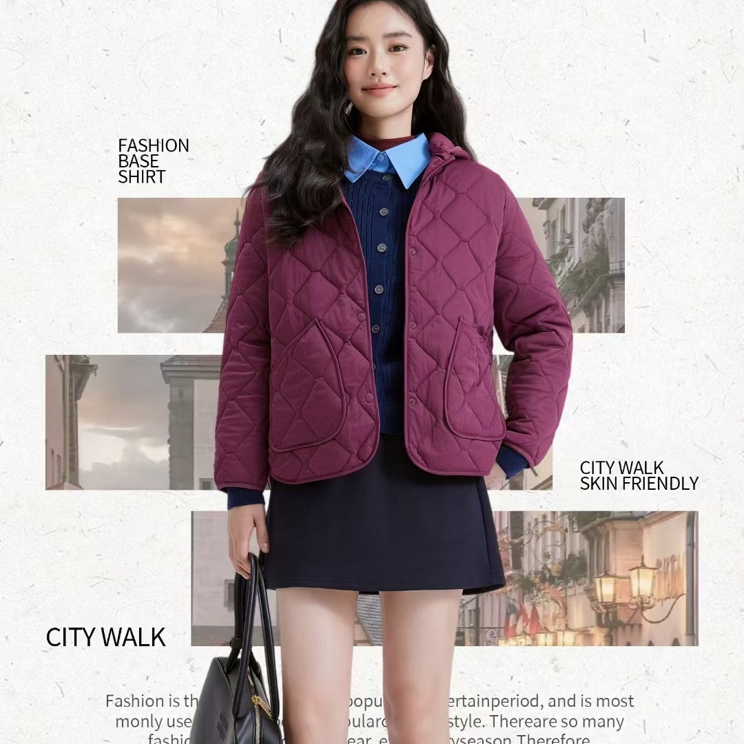 5305秋冬新款连帽加厚可脱卸帽子棉服妈妈装休闲显瘦上衣