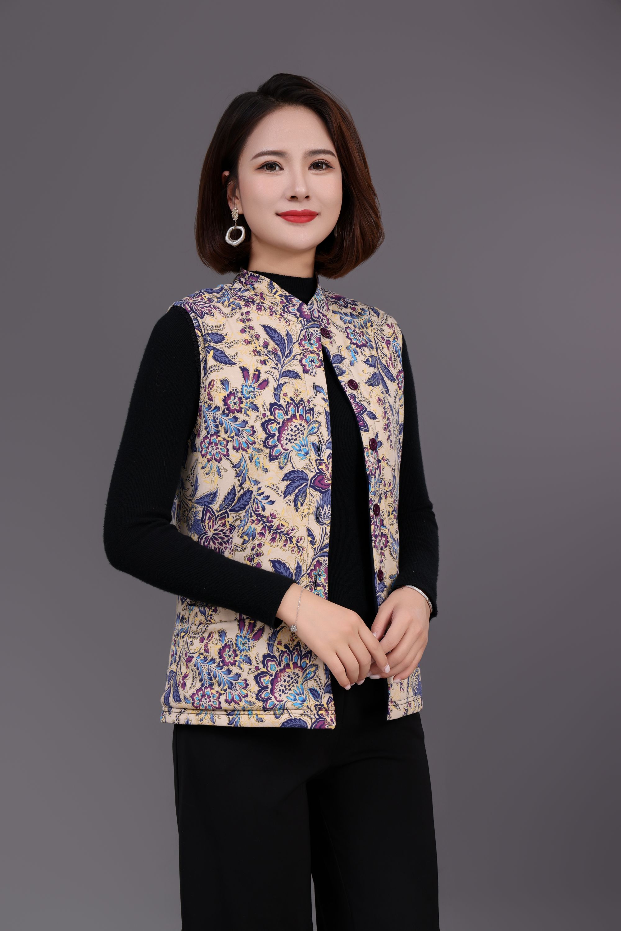 【非遗古法】【100桑蚕丝】国风系列桑蚕丝棉服马甲女装纯手工 藏铃兰