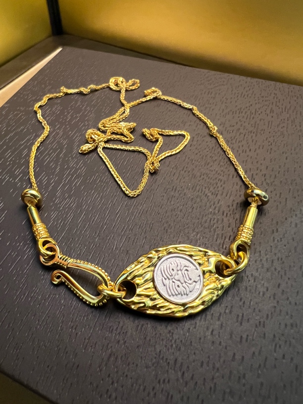 坠链均925银 足银925扎基拉姆项链饰品金色吊坠(黄色)