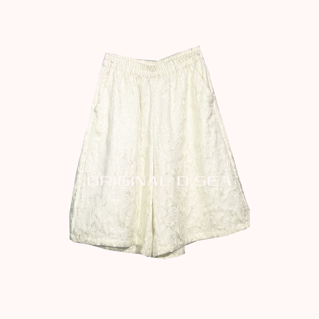 【焕夏墨晨】K2046-2双色提花蝴蝶过膝短裤