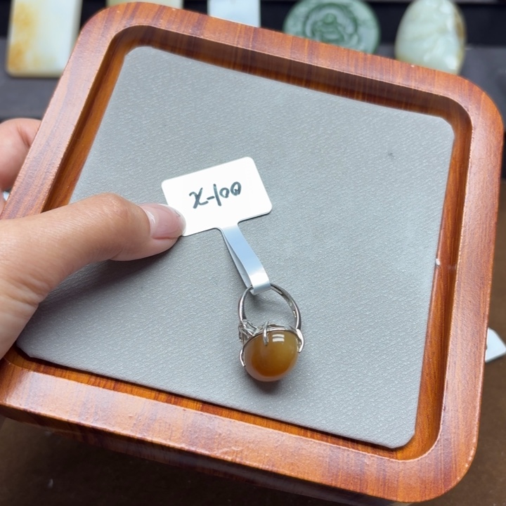 和田玉银S925镶嵌戒指