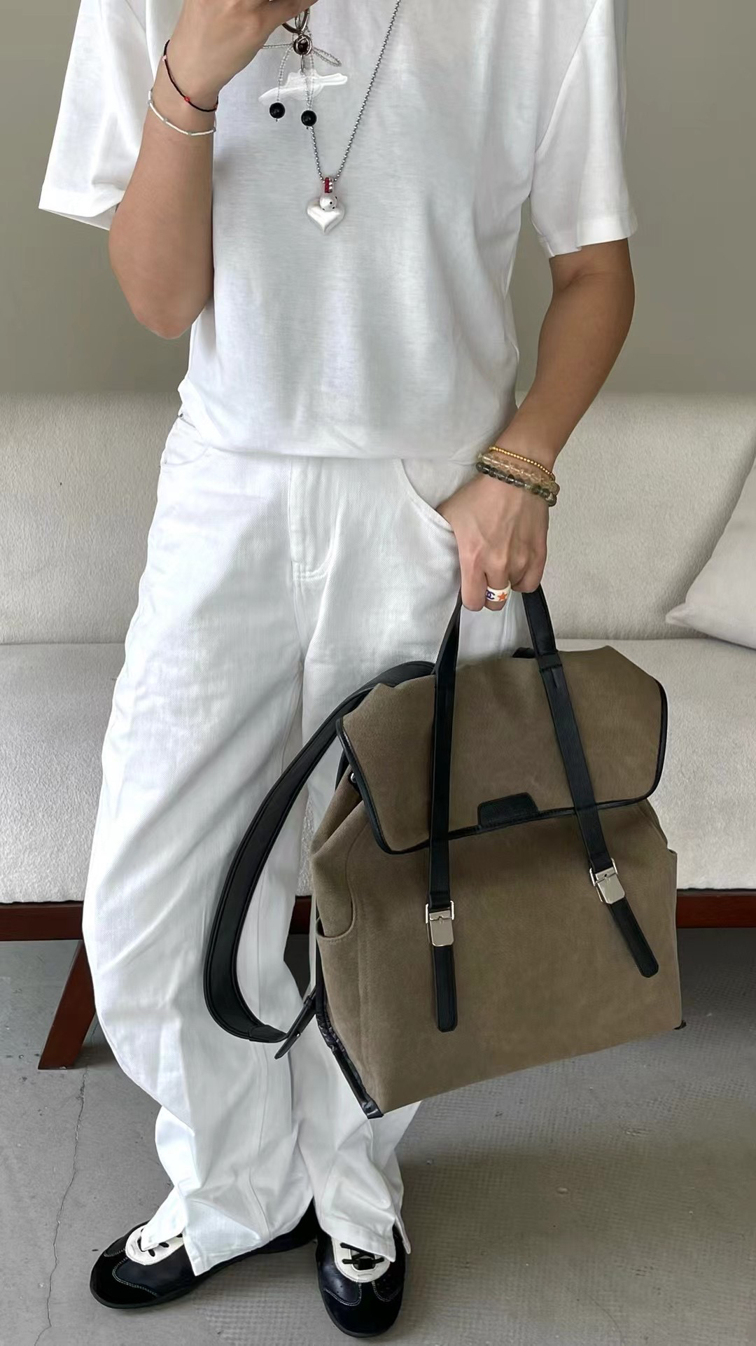 『XIGE STUDIO』新品设计师款水洗帆布背包高级感大容量