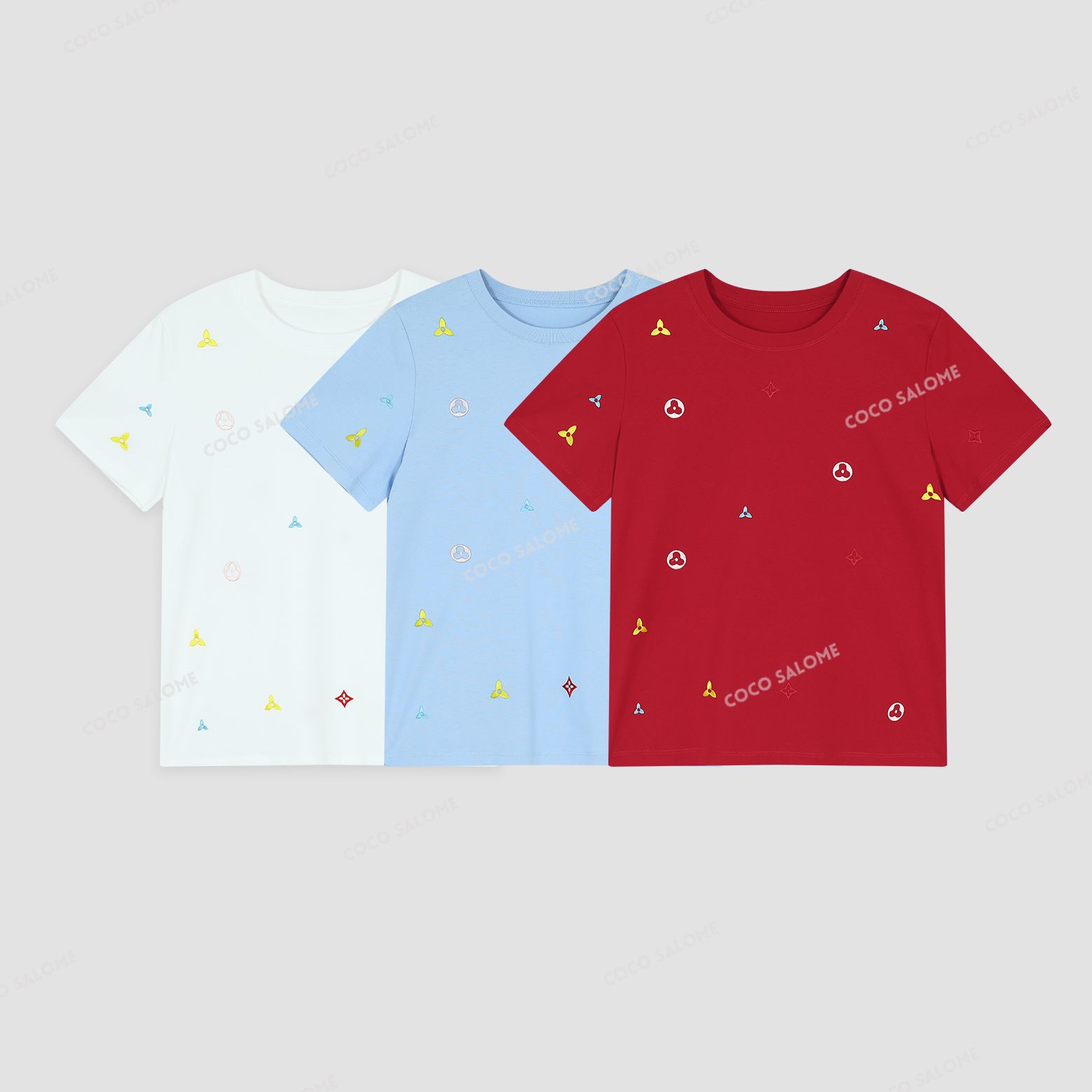 安安推荐【彩虹】100%棉百灵达刺绣百搭休闲短袖BL-TXS51123820K