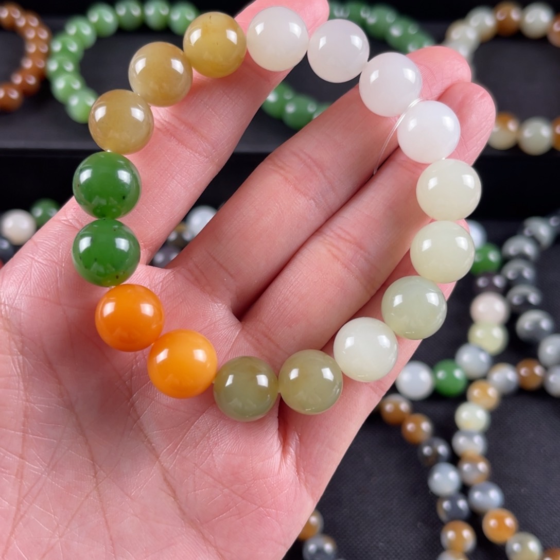 和田玉手串未镶嵌凸*卡12