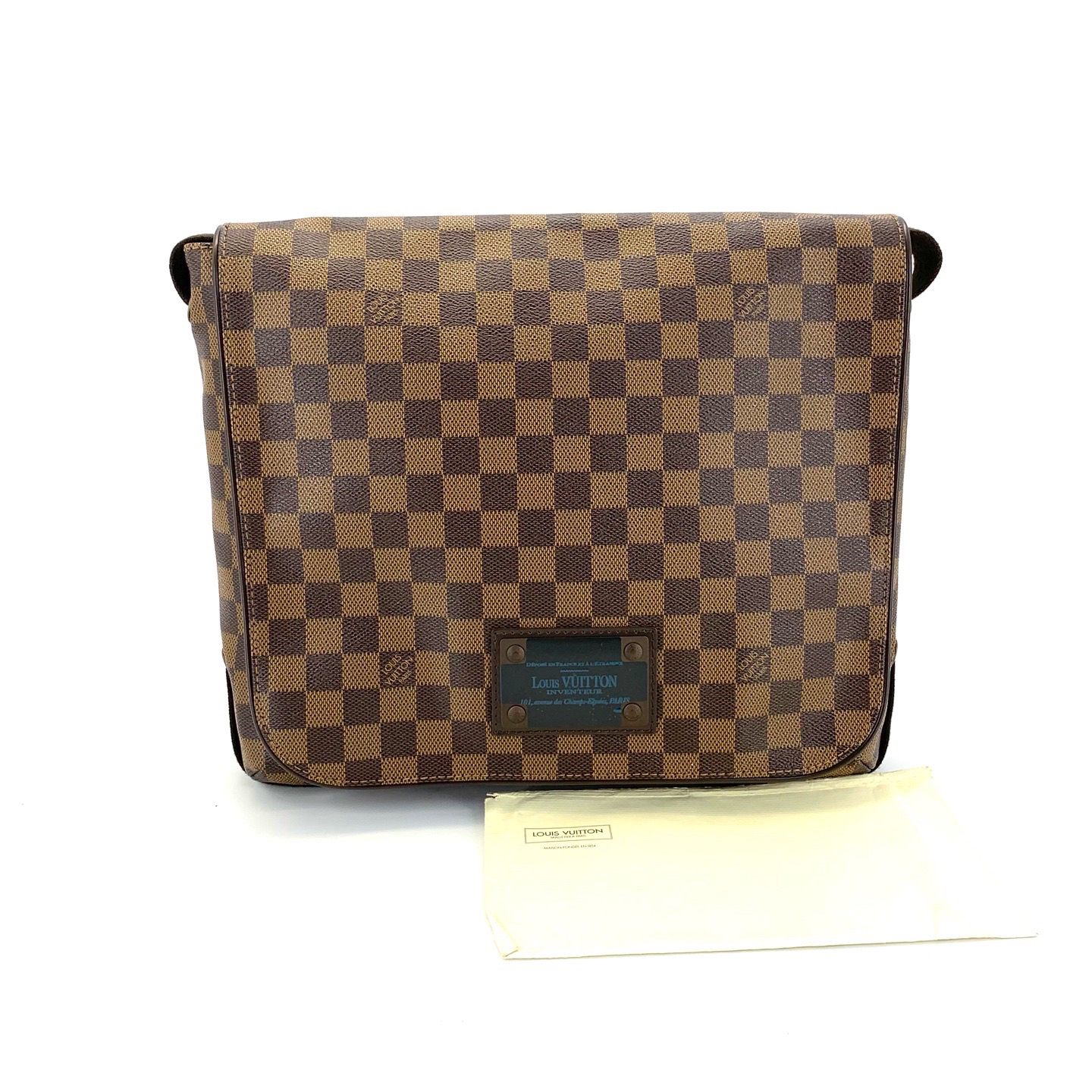 未使用 LouisVuitton/路易威登 经典棕棋盘格翻盖邮差包  尺33/27