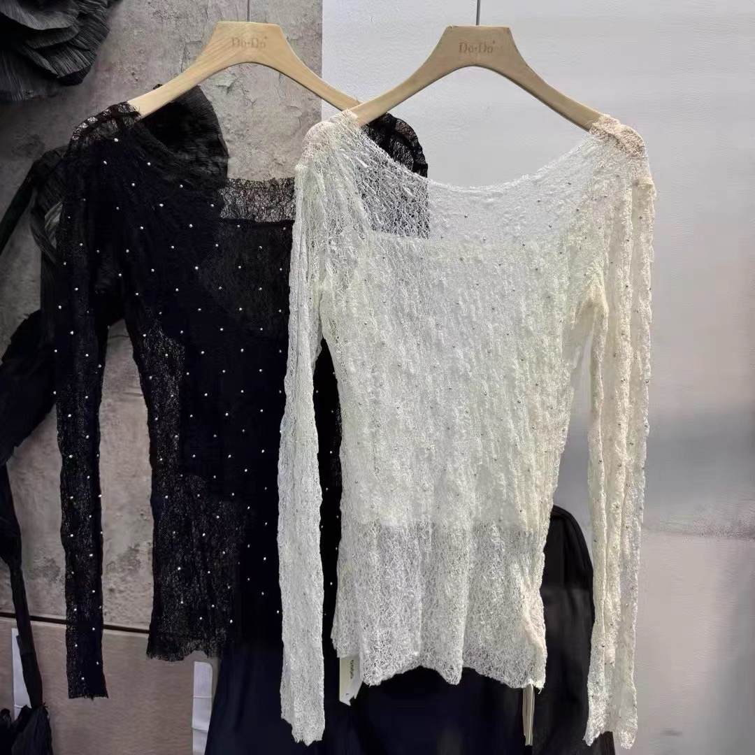 RX大码女装5558常规款轻奢针织钻衫两件套T恤时尚长袖烫钻