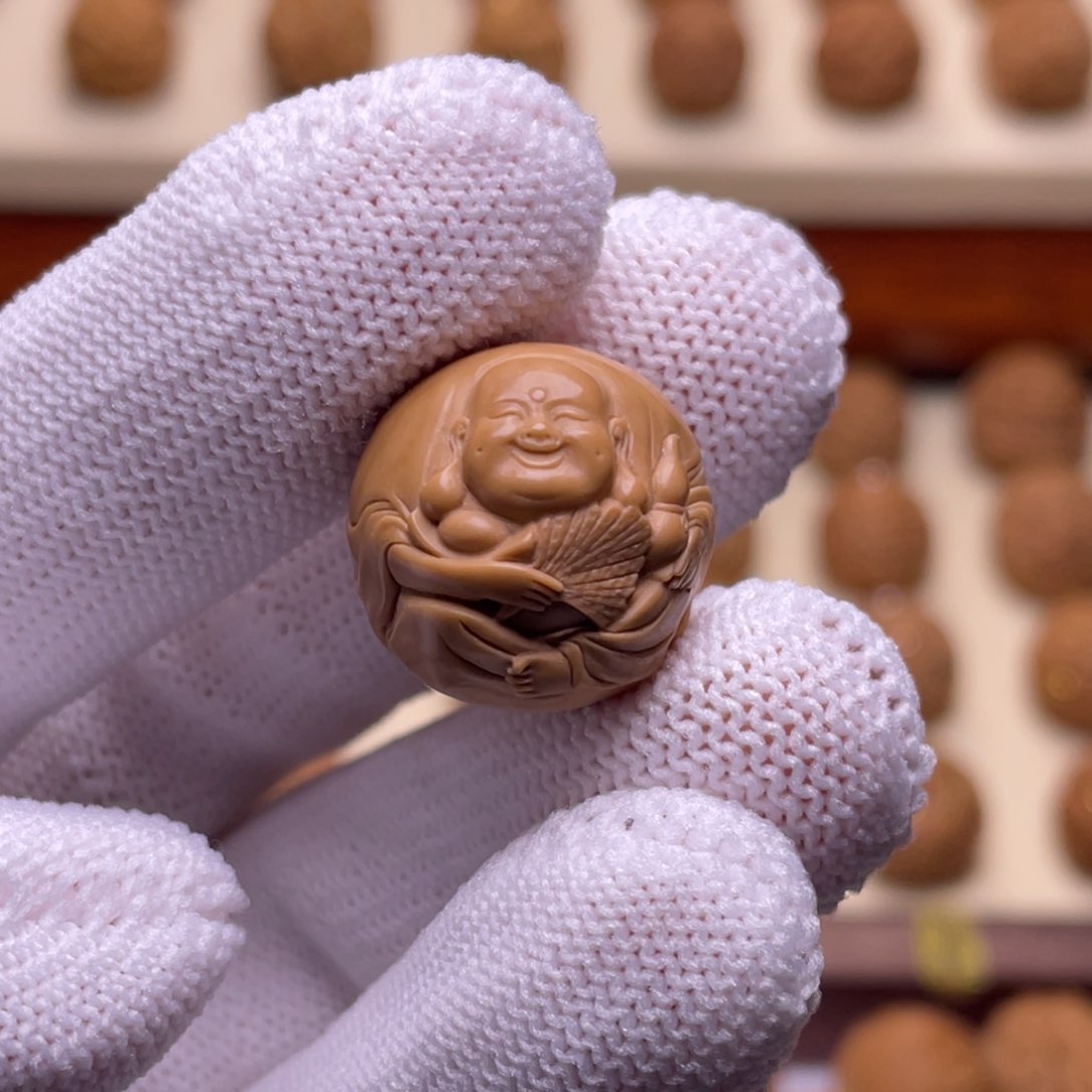 猴头核桃吊坠弥勒佛＋通体银管