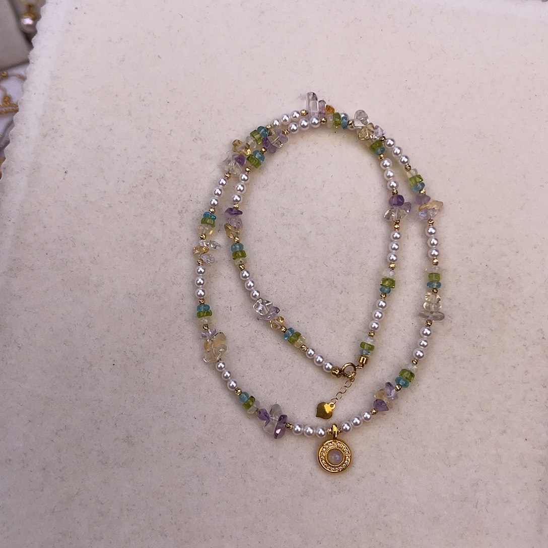 淡水珍珠18K金镶嵌颈饰