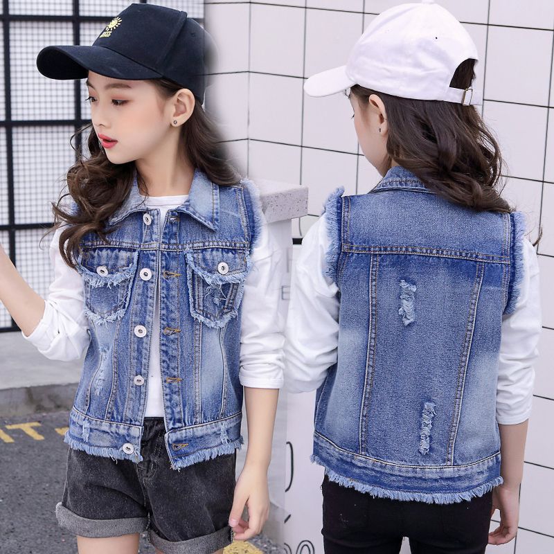 女童牛仔马甲春装2025新款儿童韩版马夹中大童女孩洋气百搭外套12