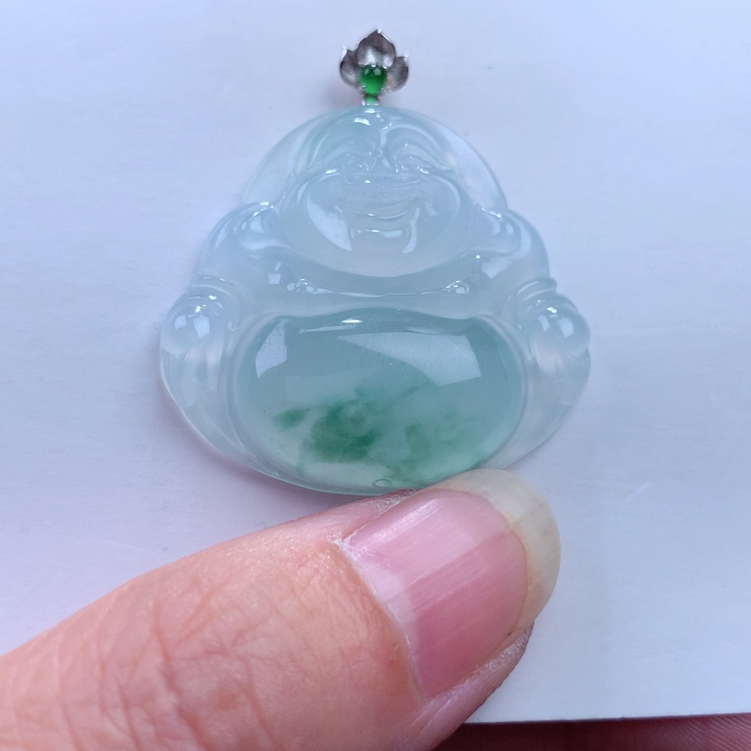 翡翠吊坠(不含链)18K金镶嵌