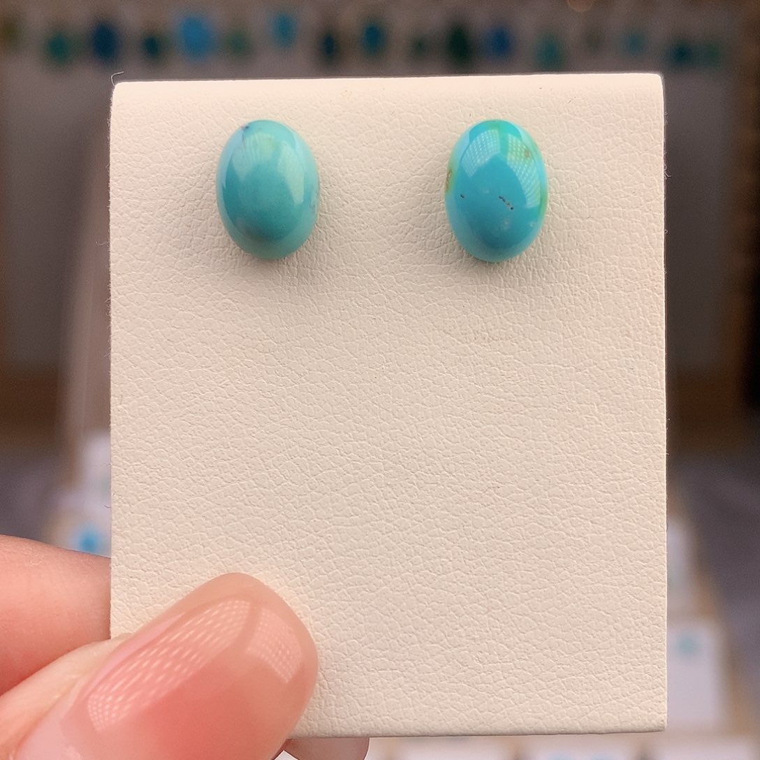 绿松石银S925镶嵌耳饰