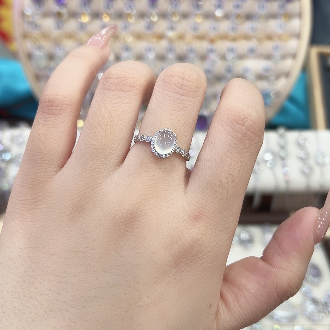 蛇纹石玉银S925镶嵌戒指