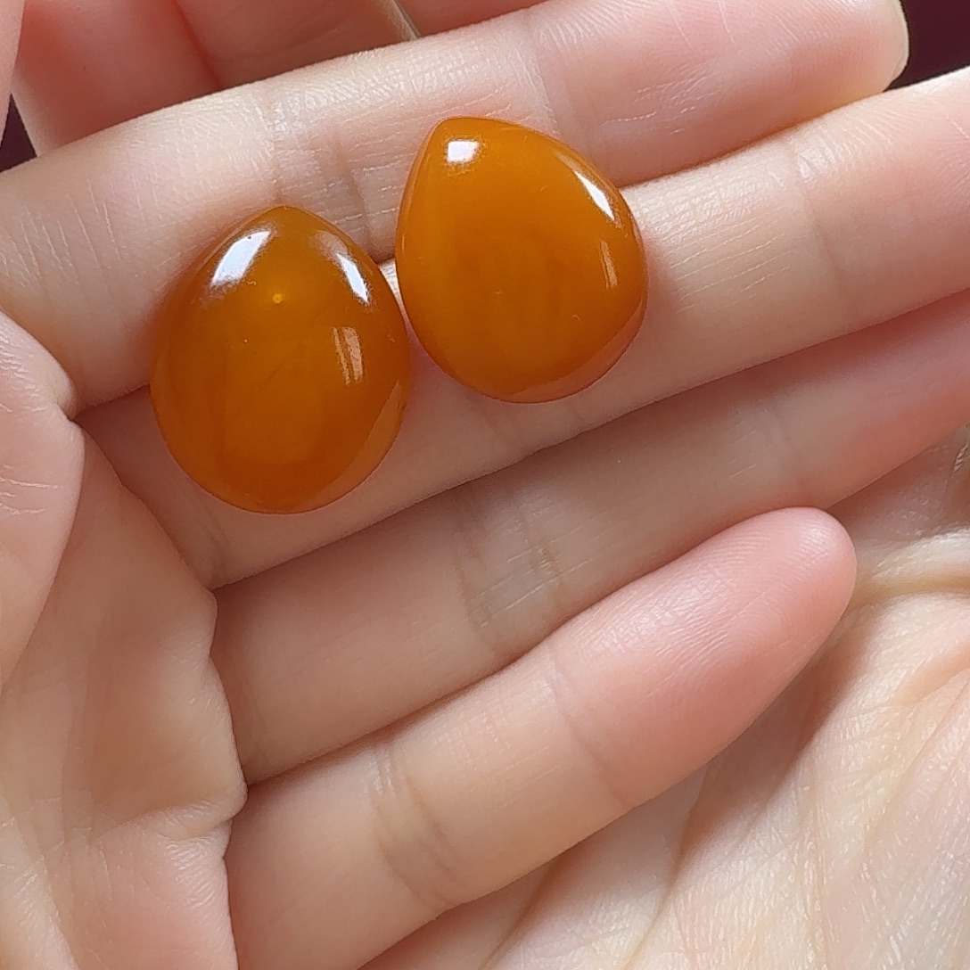 约***盒蜜蜡银S925镶嵌耳饰耳钉（多样发一）