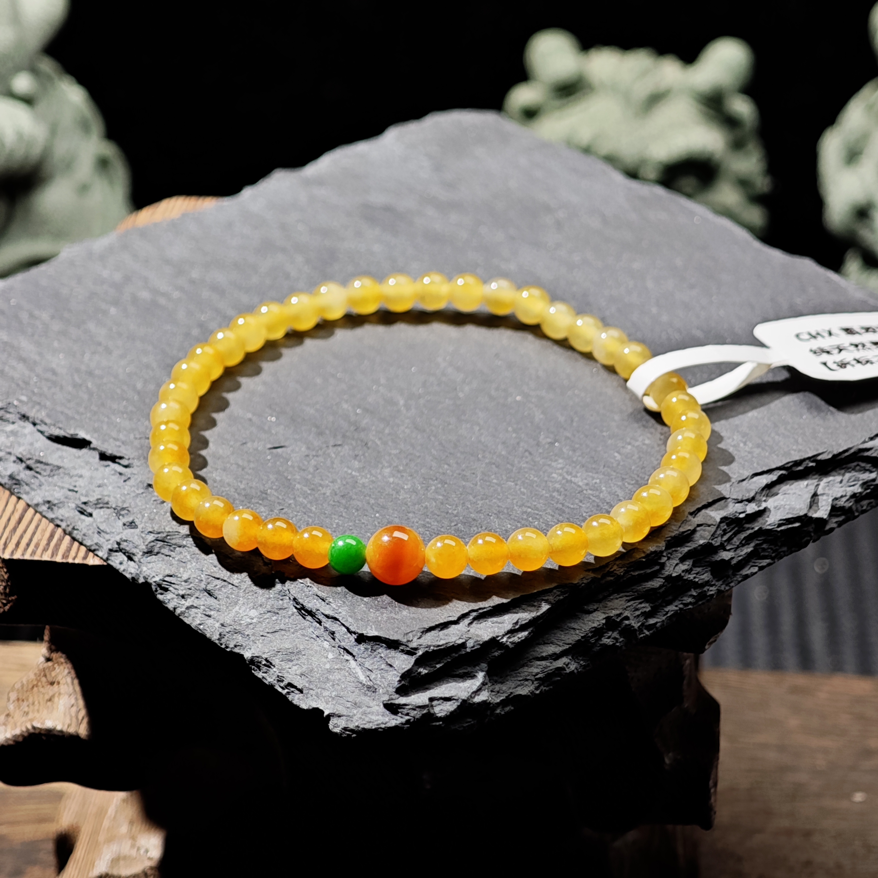 [单品]A3549(卡4.3 )缅甸天然翡翠珠冰种翡翠A级货手串48小时鉴赏