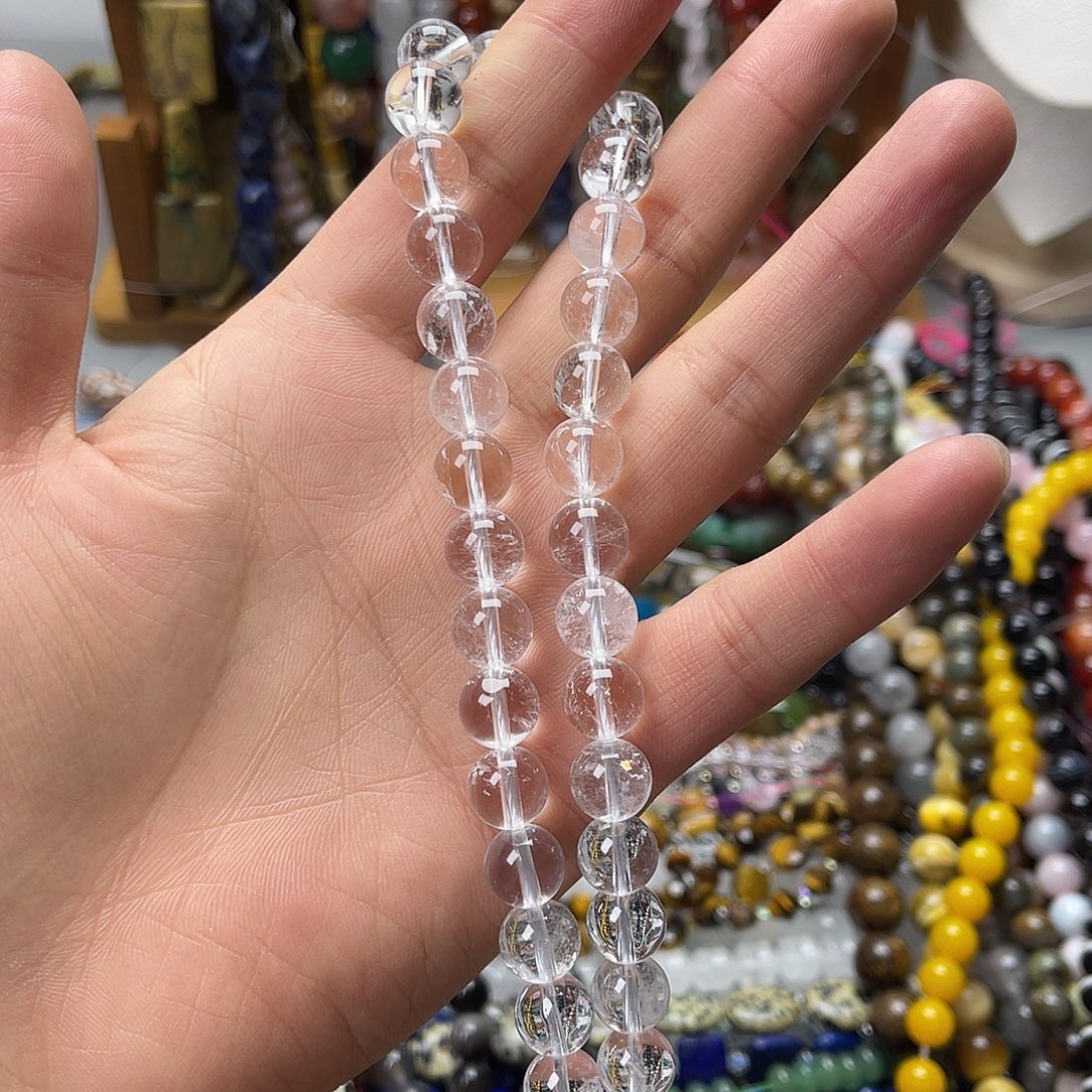 玛瑙/玉髓未镶嵌珠宝半成品卡10白水圆珠一条