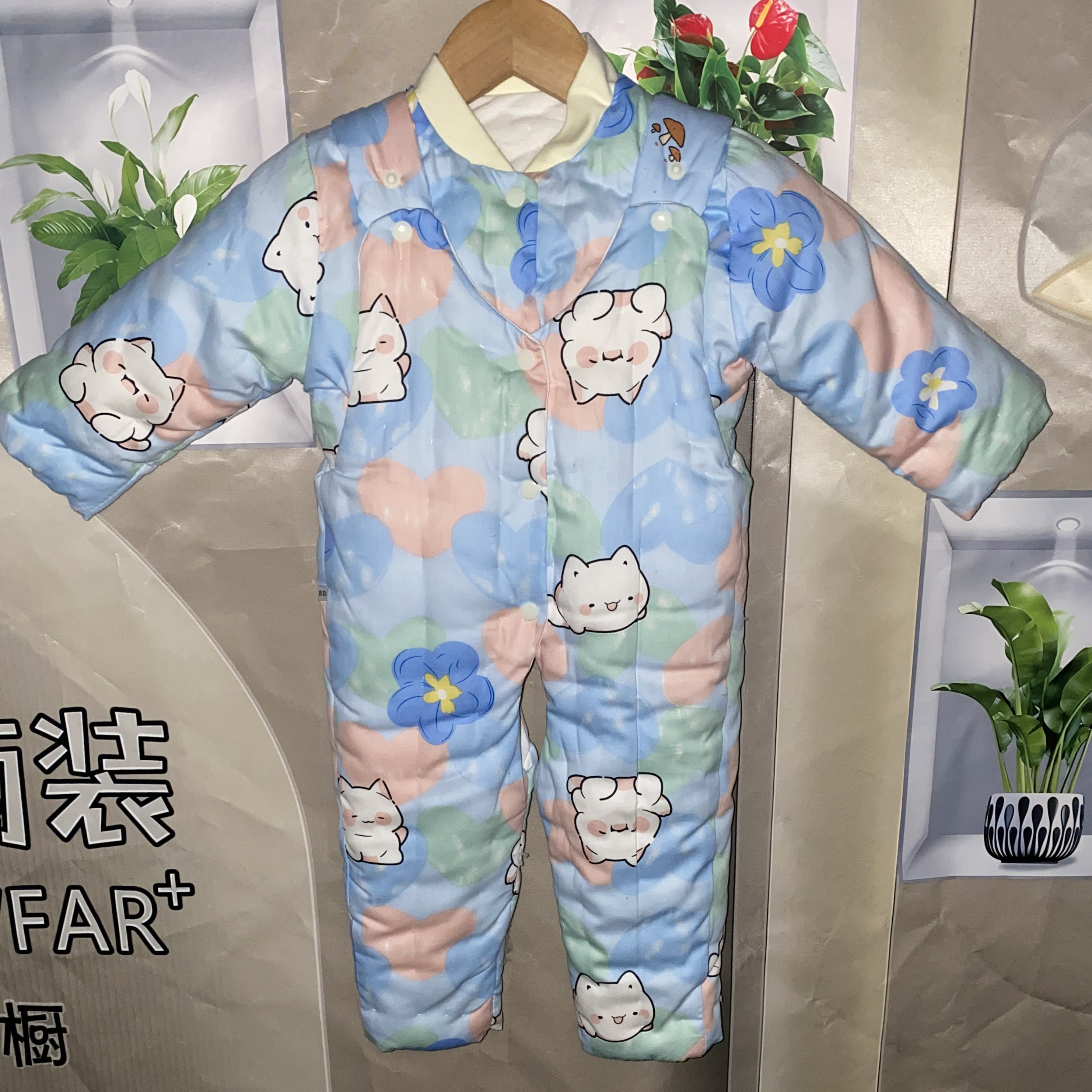 炫彩大花猫手工棉花衣宝宝加厚冬款
