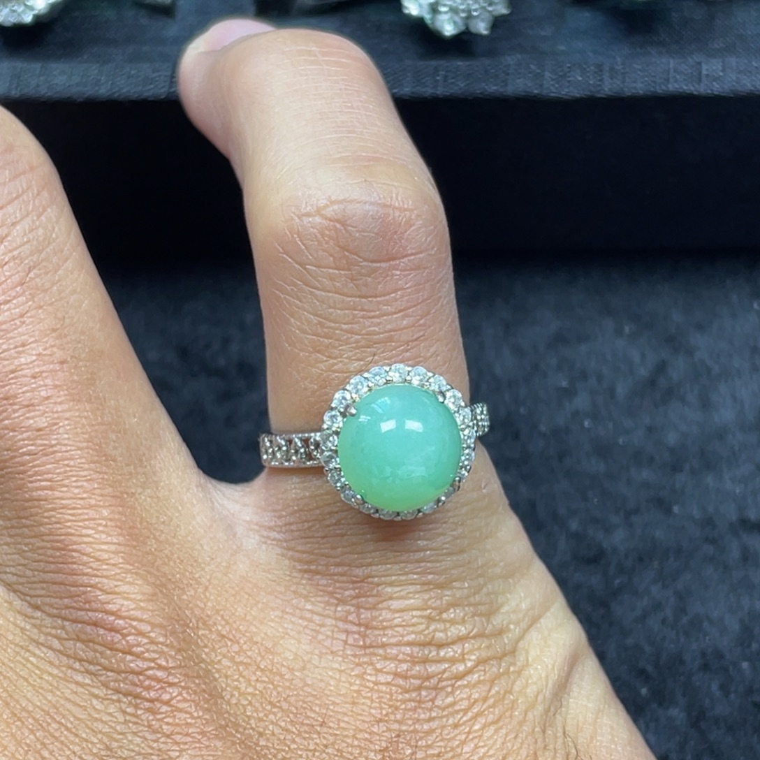 翡翠银S925镶嵌戒指