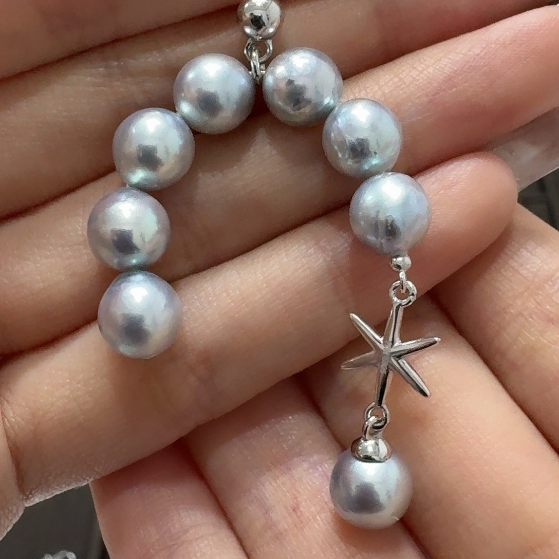 海水珍珠耳饰银S925镶嵌