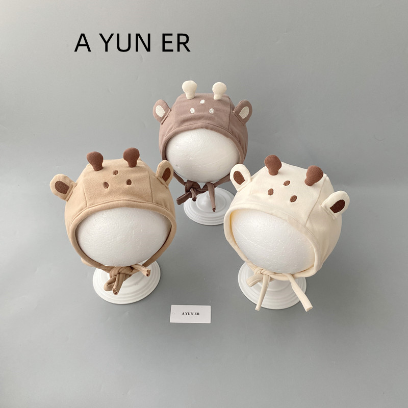 ins卡通婴儿帽子春秋季可爱囱门护耳胎帽宝宝小月龄囟门包头帽冬