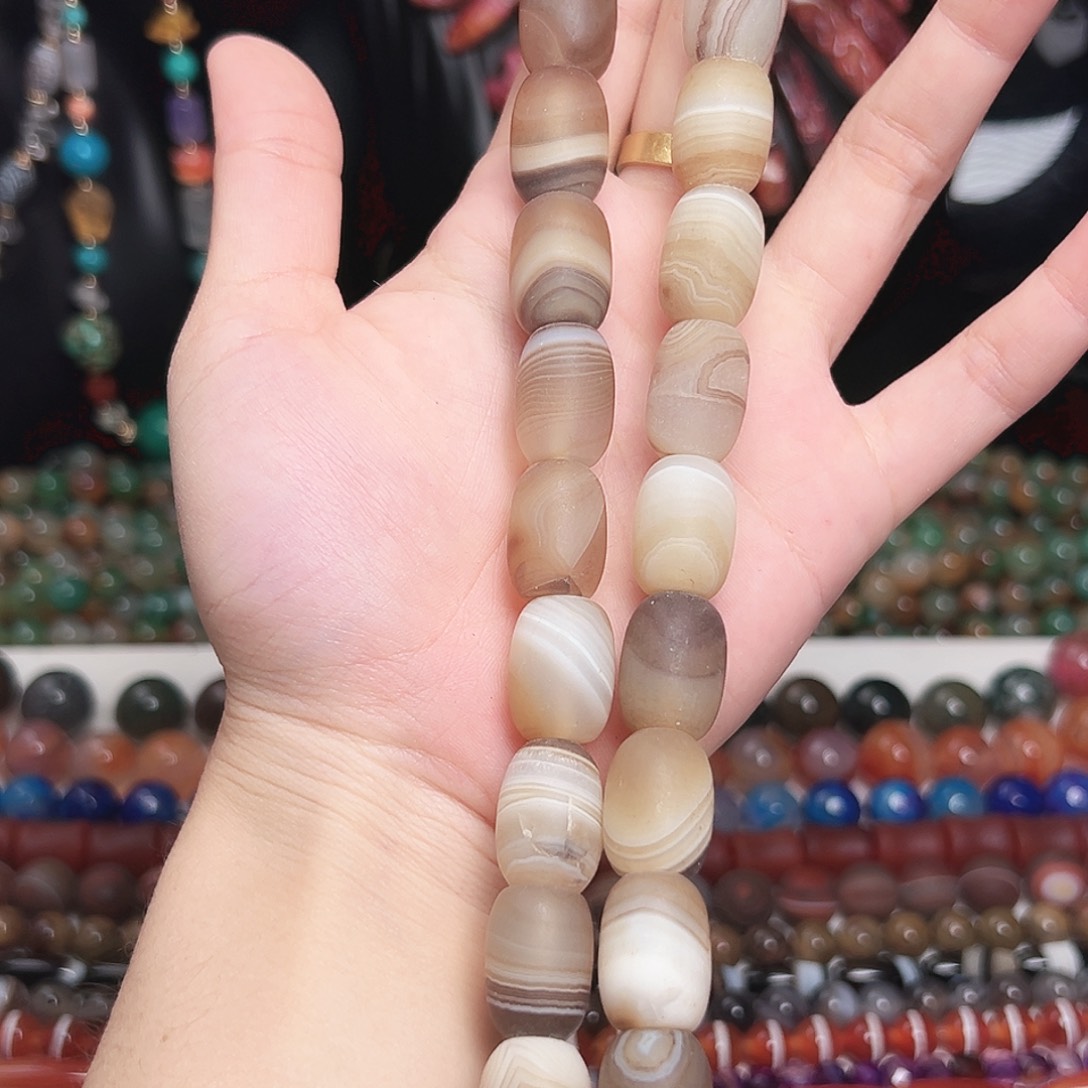 玛瑙/玉髓合金珠宝半成品x461 14m 米咔桶珠一条