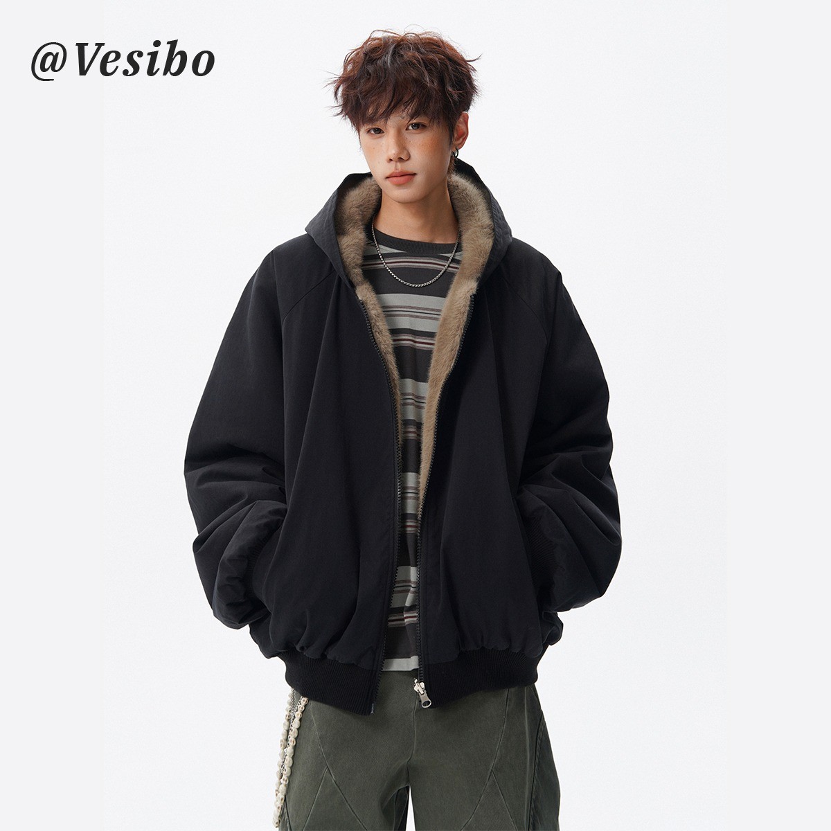 Xcool 座山雕复古外套秋冬季25新款双面穿百搭高级加厚夹克上衣潮