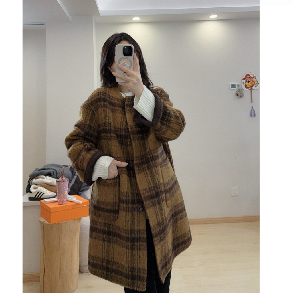 焦糖森林秋冬氛围感韩版大衣外套2025新款新年