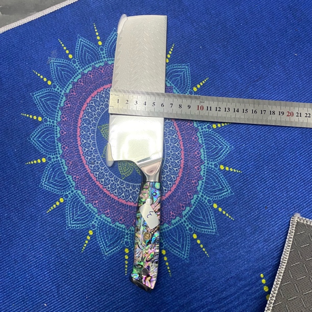 手工锻打鲍鱼壳鱼骨纹中式家用大马士革钢