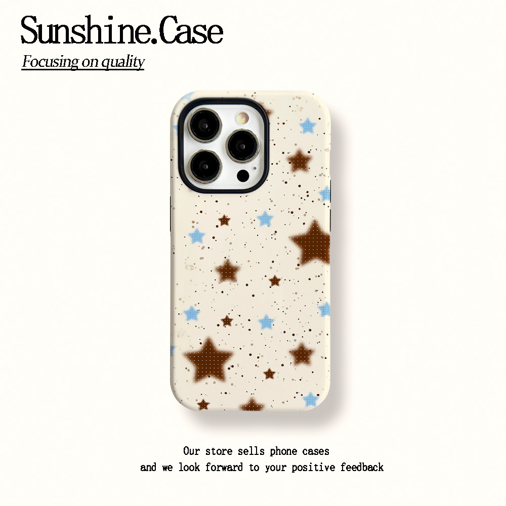 菲林二合一适用苹果华为vivo小米oppo手机壳蓝棕星星16PRO/15