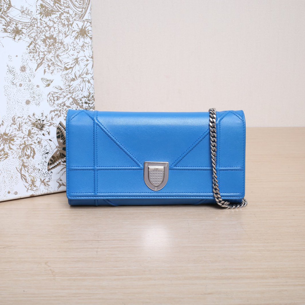 95新 DIOR/迪奥 【娇】斜挎包盾牌包 WOC 蓝色P225070723