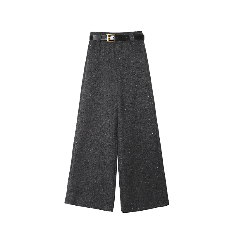 金丝亮片纱线休闲松弛感秋冬时尚时休直筒阔腿裤17098