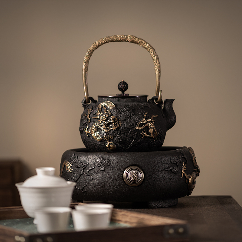 手工雕龙铸铁铁壶铸铁