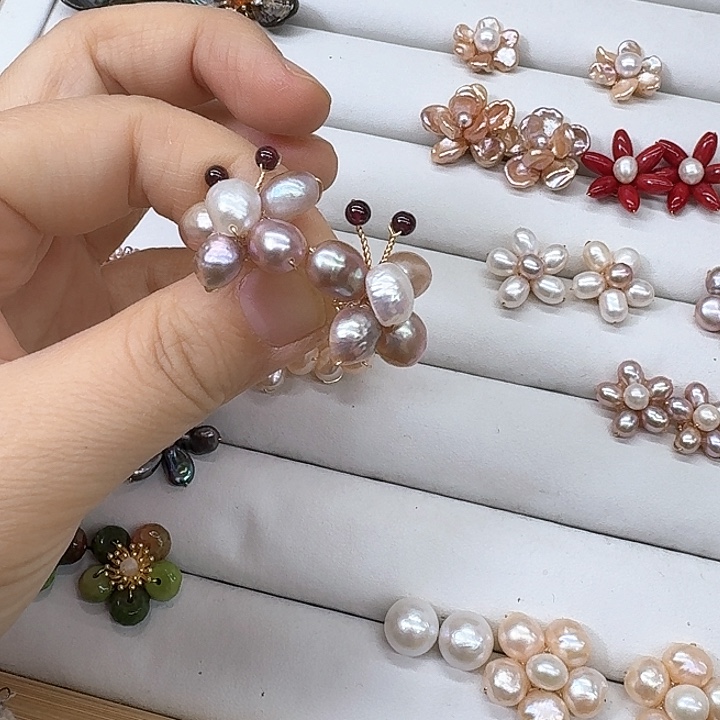 淡水珍珠发饰银S925镶嵌