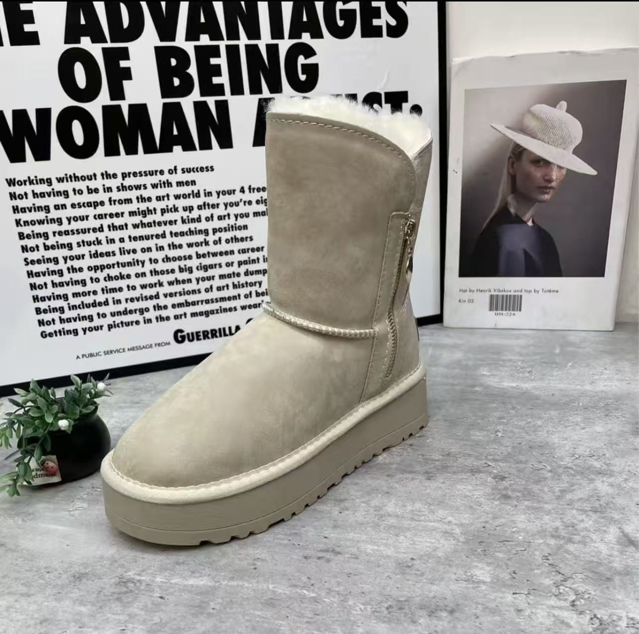 冬季保暖防水台高筒时尚雪地靴短靴棉鞋百搭休闲加厚中筒经典5806