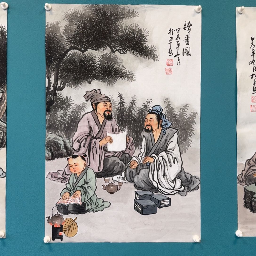 国画张松平四尺三开人物