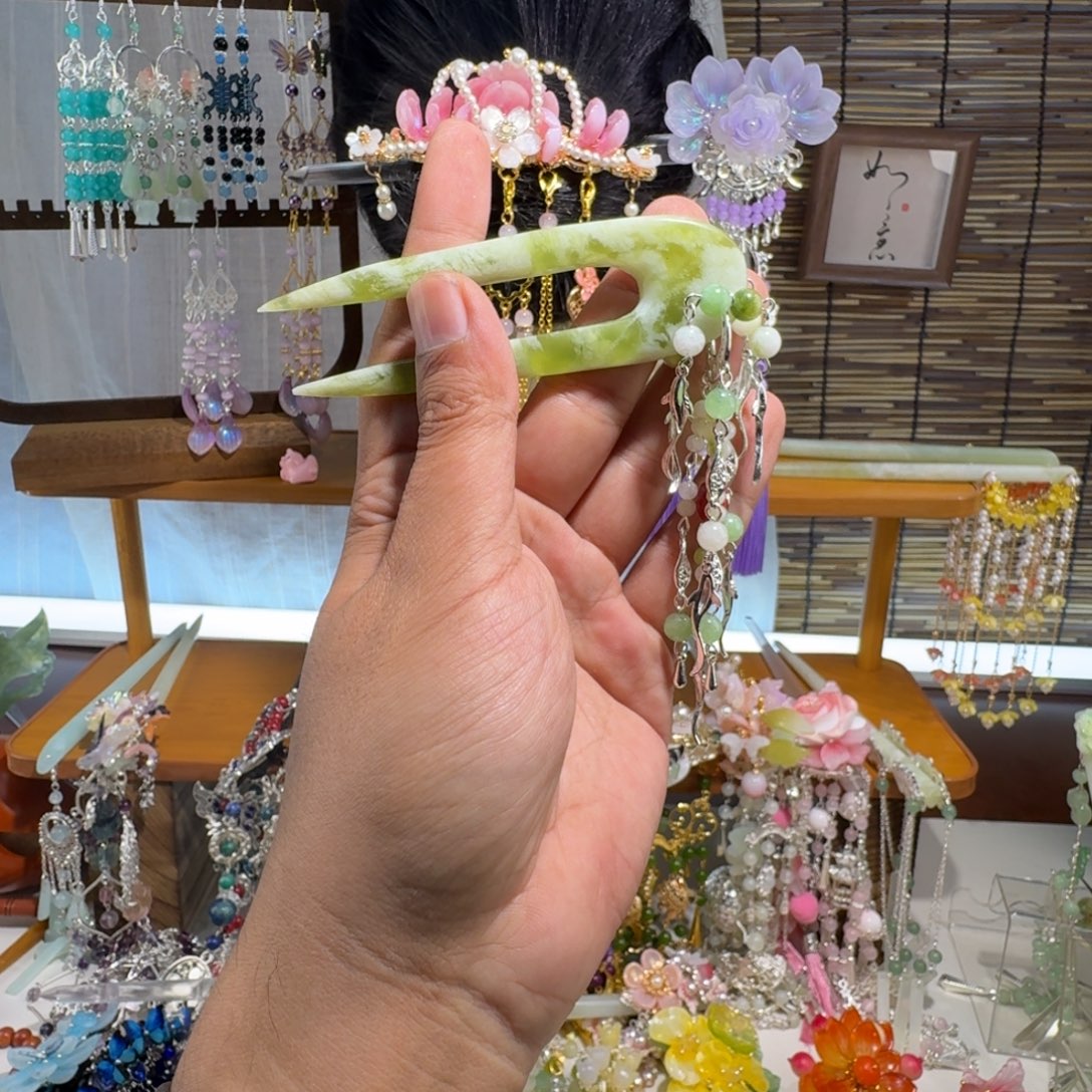 蛇纹石玉合金发饰