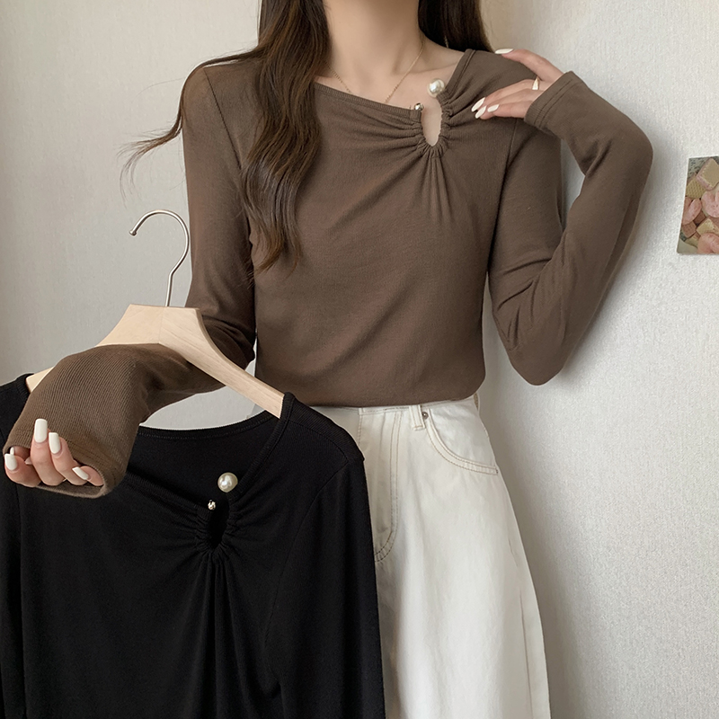 大码女装2025秋装新款洋气长袖T恤胖mm宽松简约打底衫上衣女8772