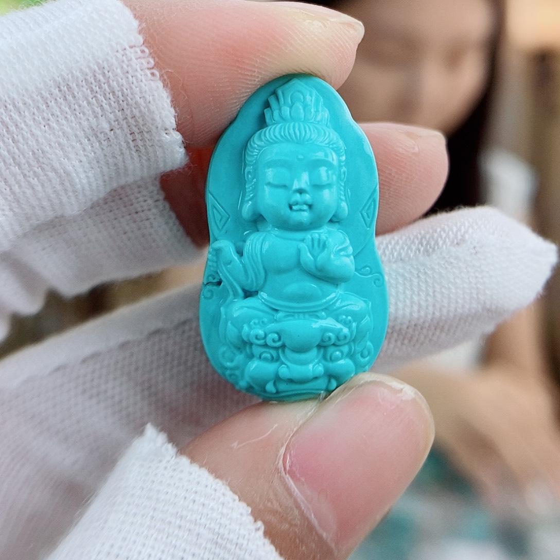 未镶嵌绿松石珠宝奇石文殊菩萨