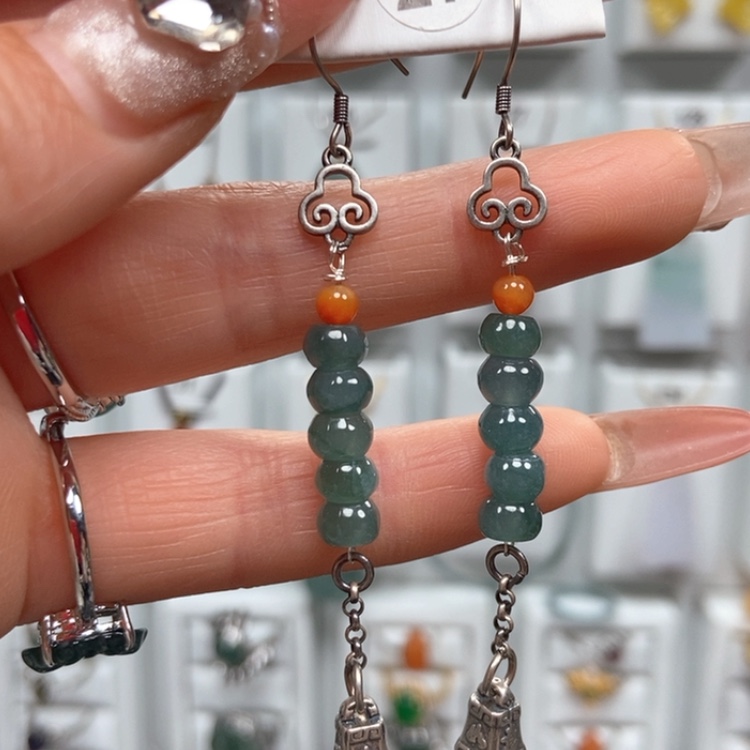 【闪购商品】翡翠耳饰银S925镶嵌耳饰