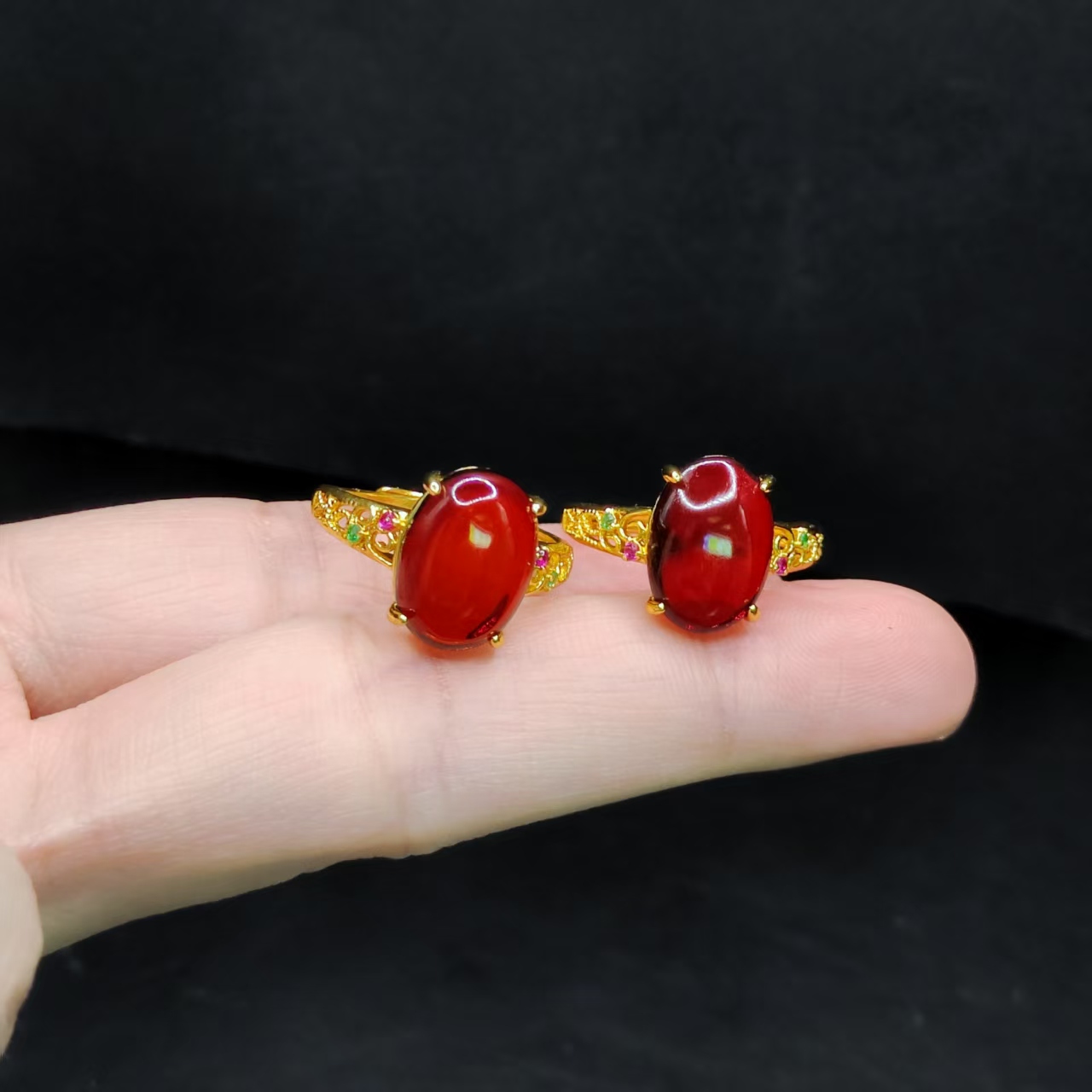 【康康严选】血珀琥珀蛋面戒指XP9【多样性发其一】约13-9mm